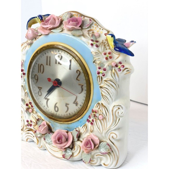 VTG. OCCUPIED JAPAN SC PORCELAIN CLOCK HANDPAINTED - Picture 3 of 15